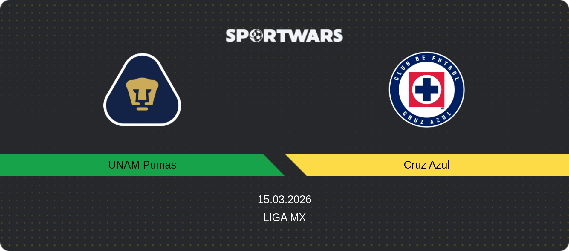 Match prediction UNAM Pumas — Cruz Azul, Liga MX, 15.03.2026