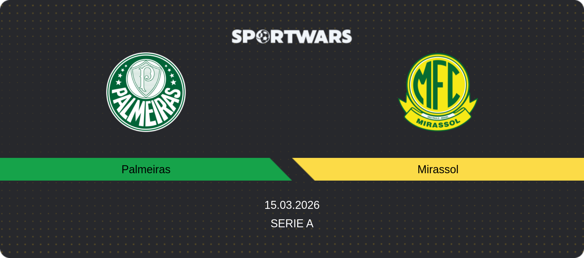 Match prediction Palmeiras — Mirassol, Serie A, 15.03.2026