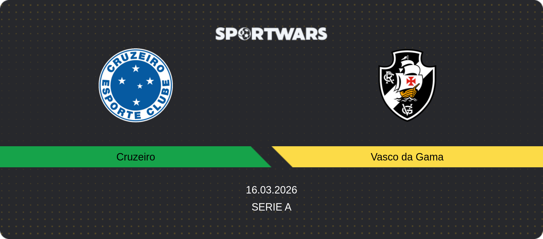 Match prediction Cruzeiro — Vasco da Gama, Serie A, 16.03.2026
