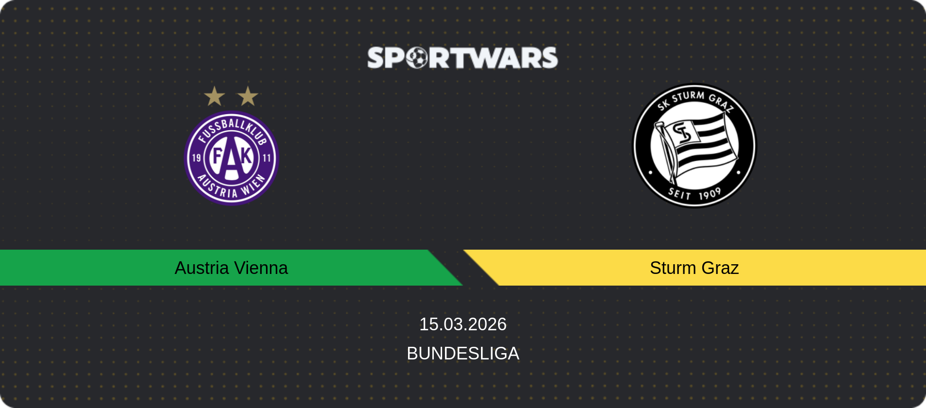 Match prediction Austria Vienna — Sturm Graz, Bundesliga, 15.03.2026