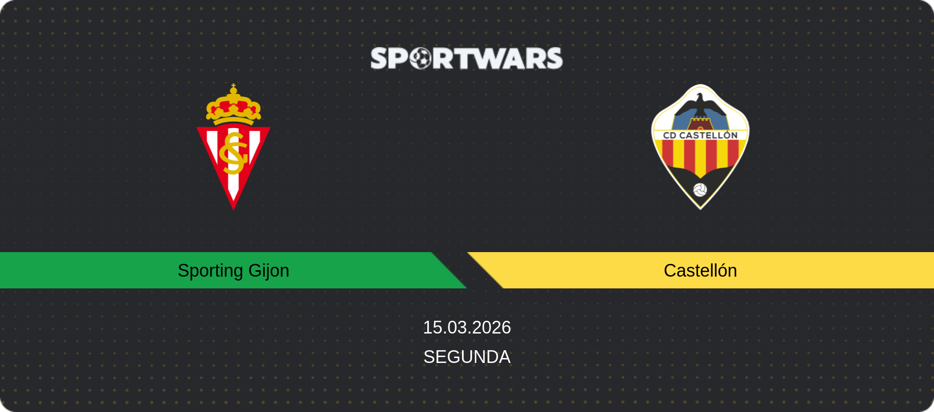 Match prediction Sporting Gijon — Castellón, Segunda, 15.03.2026