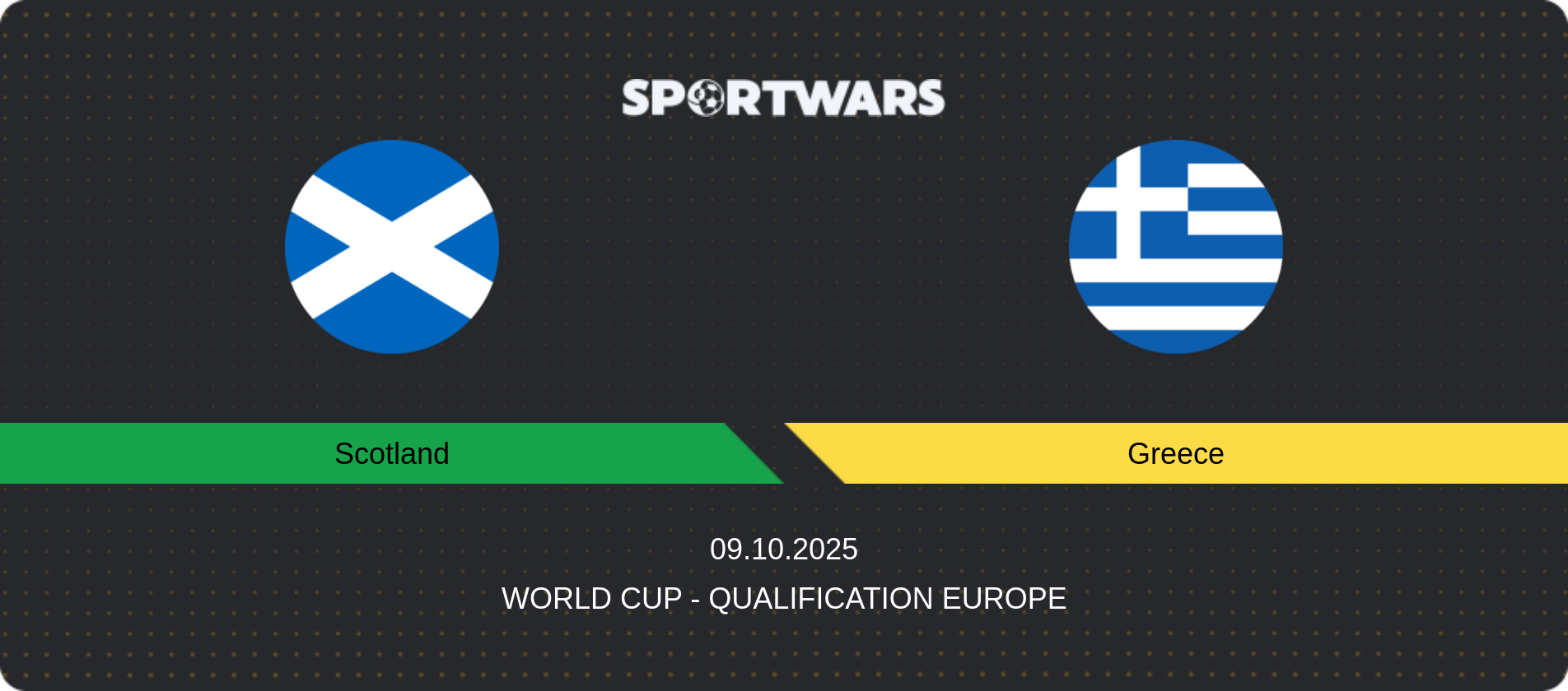 Match prediction Scotland — Greece, World Cup - Qualification Europe, 09.10.2025