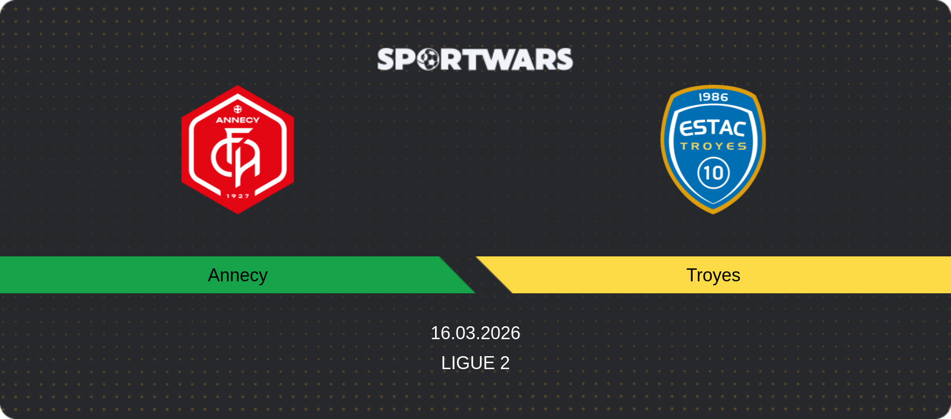 Match prediction Annecy — Troyes, Ligue 2, 16.03.2026