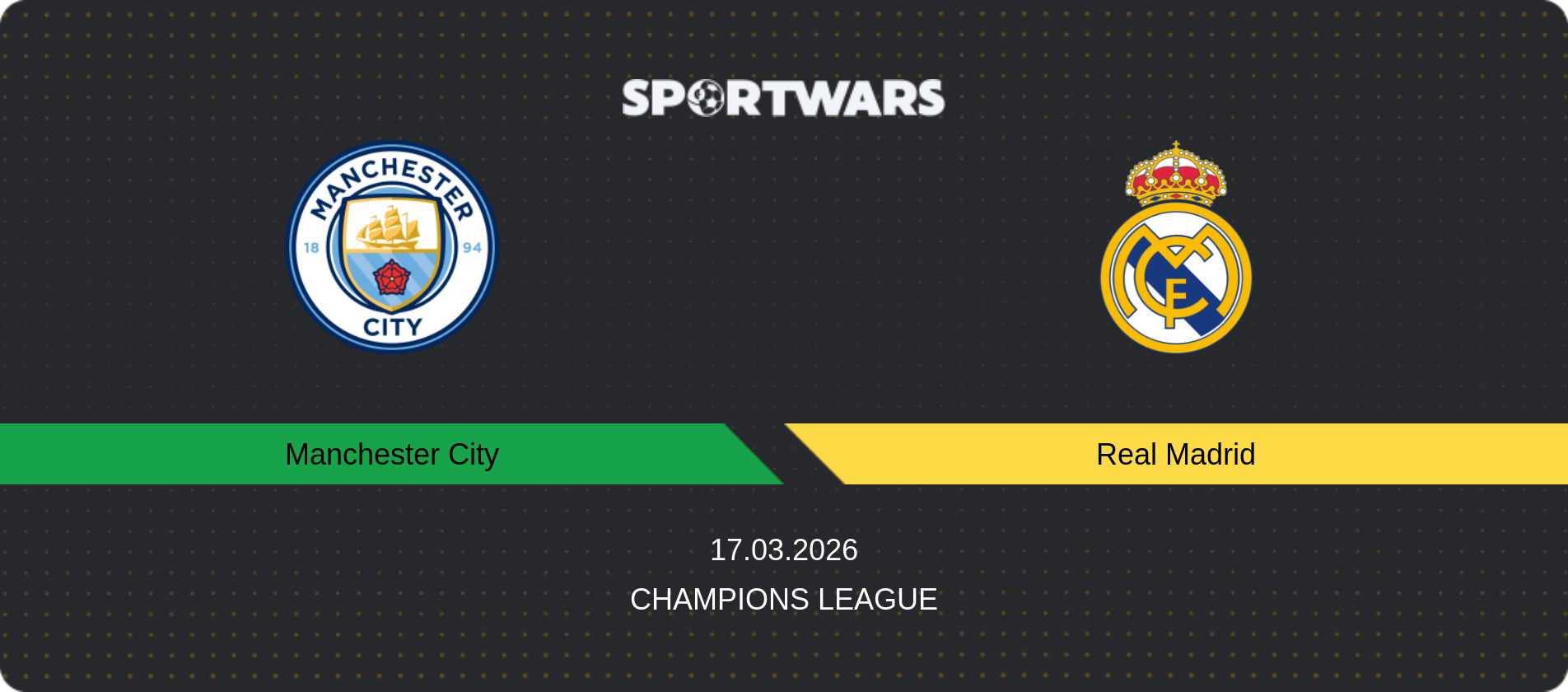 Match prediction Manchester City — Real Madrid, Champions League, 17.03.2026