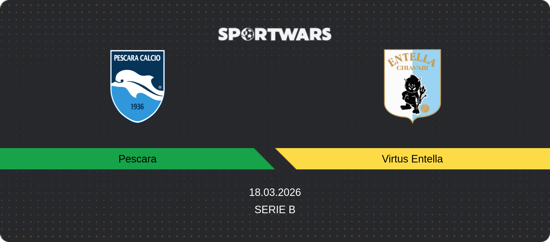 Match prediction Pescara — Virtus Entella, Serie B, 18.03.2026