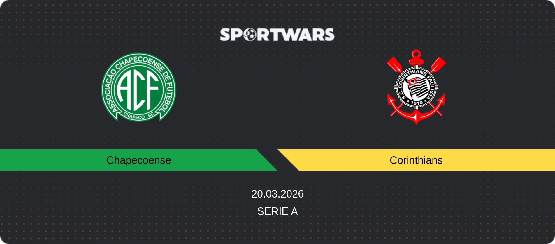 Match prediction Chapecoense — Corinthians, Serie A, 20.03.2026