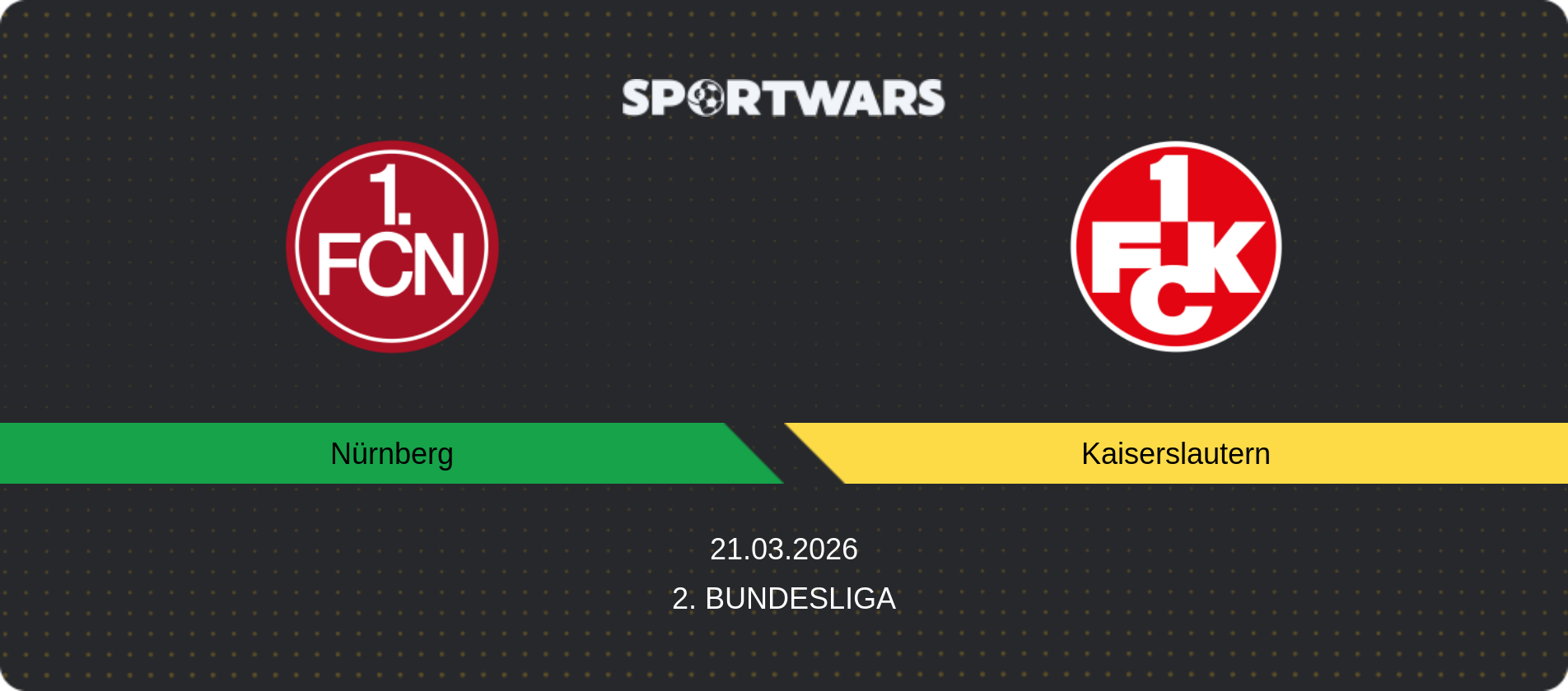 Match prediction Nürnberg — Kaiserslautern, 2. Bundesliga, 21.03.2026
