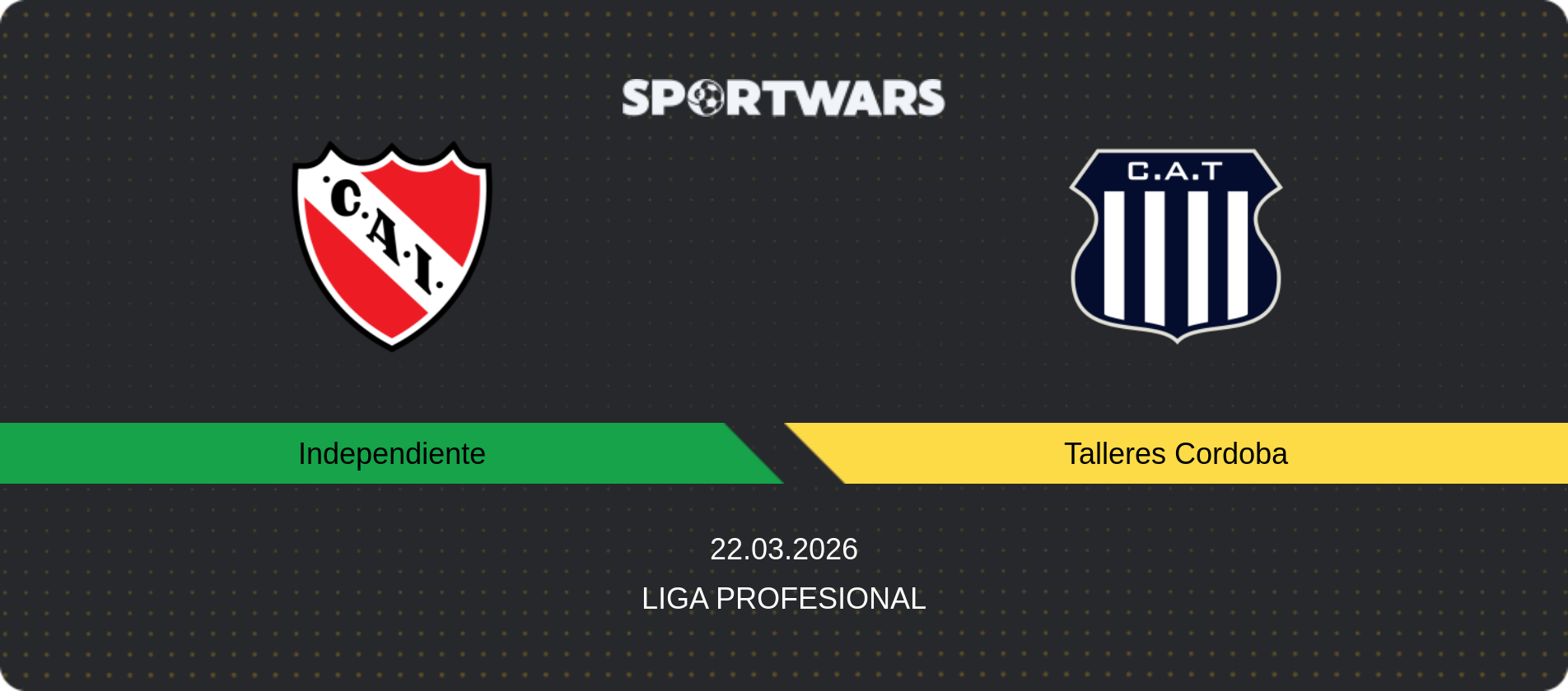 Match prediction Independiente — Talleres Cordoba, Liga Profesional, 22.03.2026