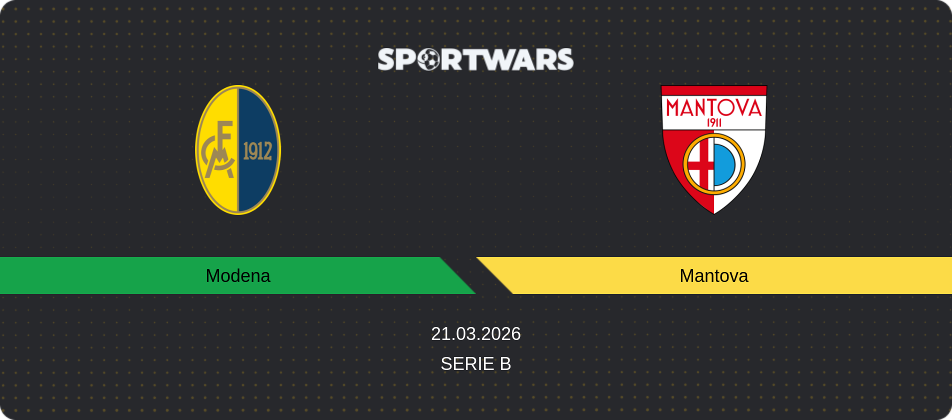 Match prediction Modena — Mantova, Serie B, 21.03.2026