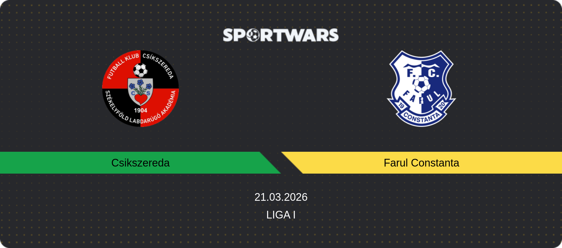 Match prediction Csikszereda — Farul Constanta, Liga I, 21.03.2026