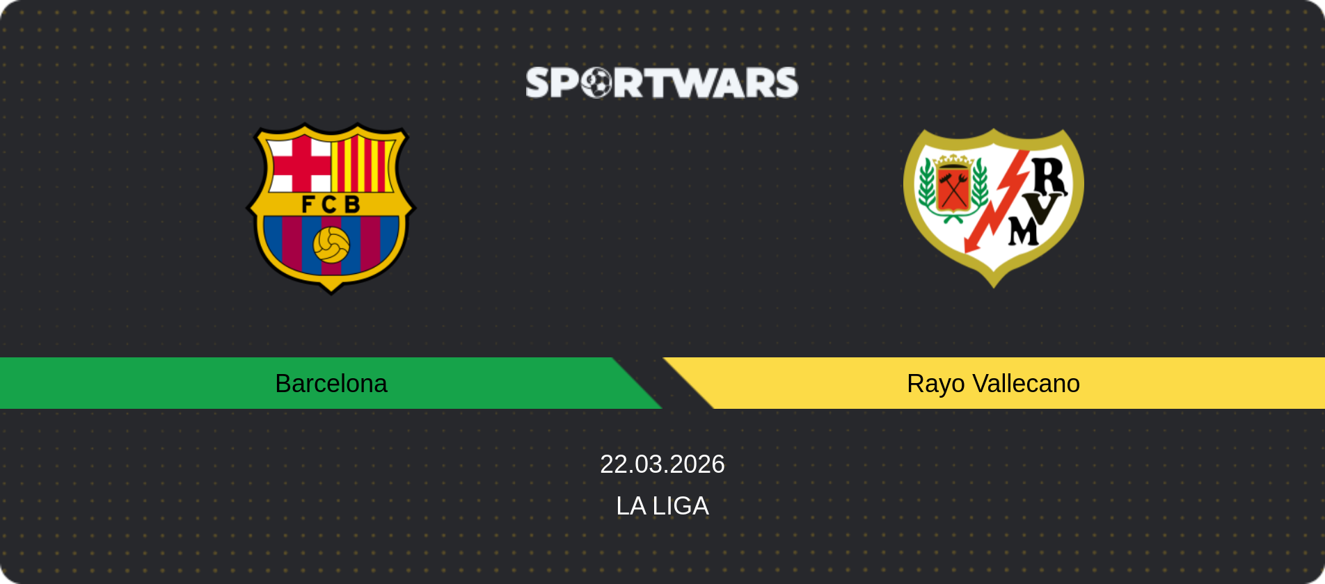 Match prediction Barcelona — Rayo Vallecano, La Liga, 22.03.2026