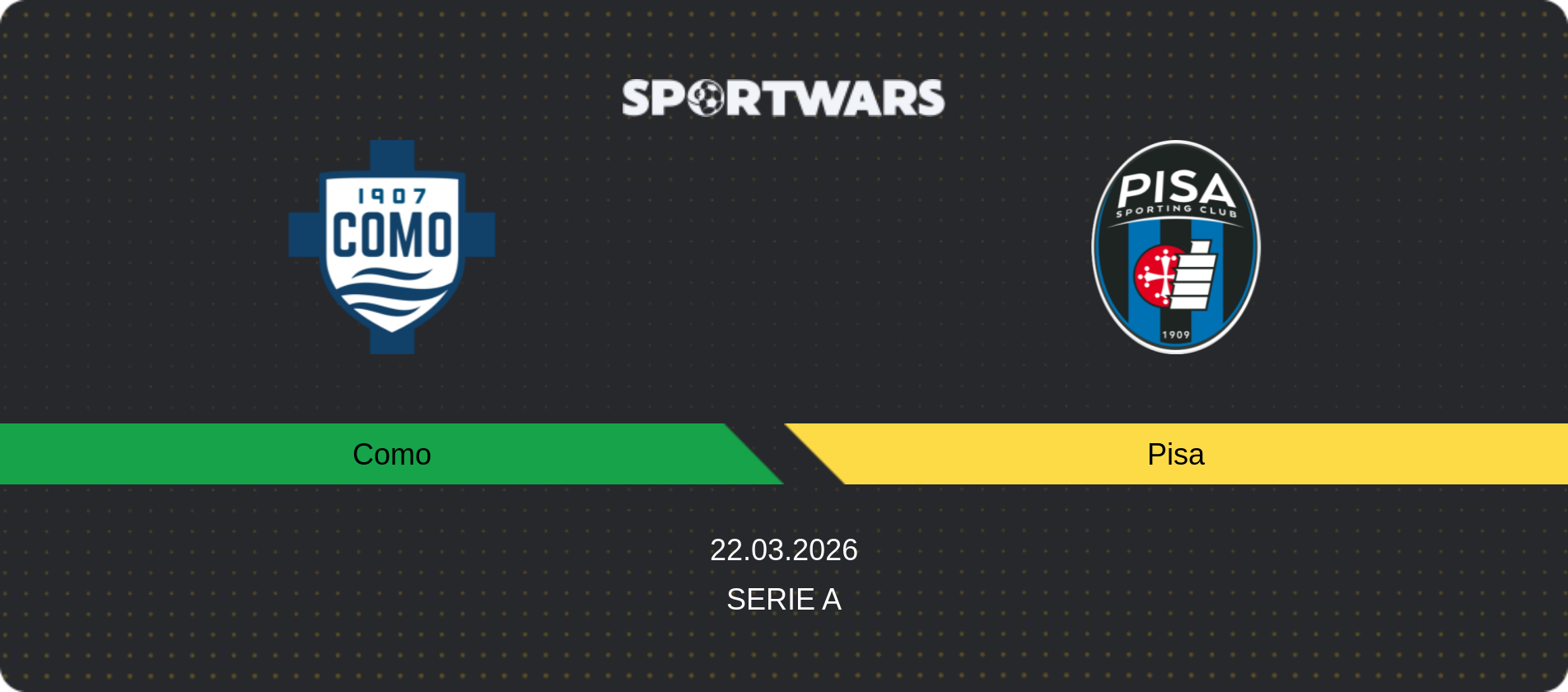 Match prediction Como — Pisa, Serie A, 22.03.2026