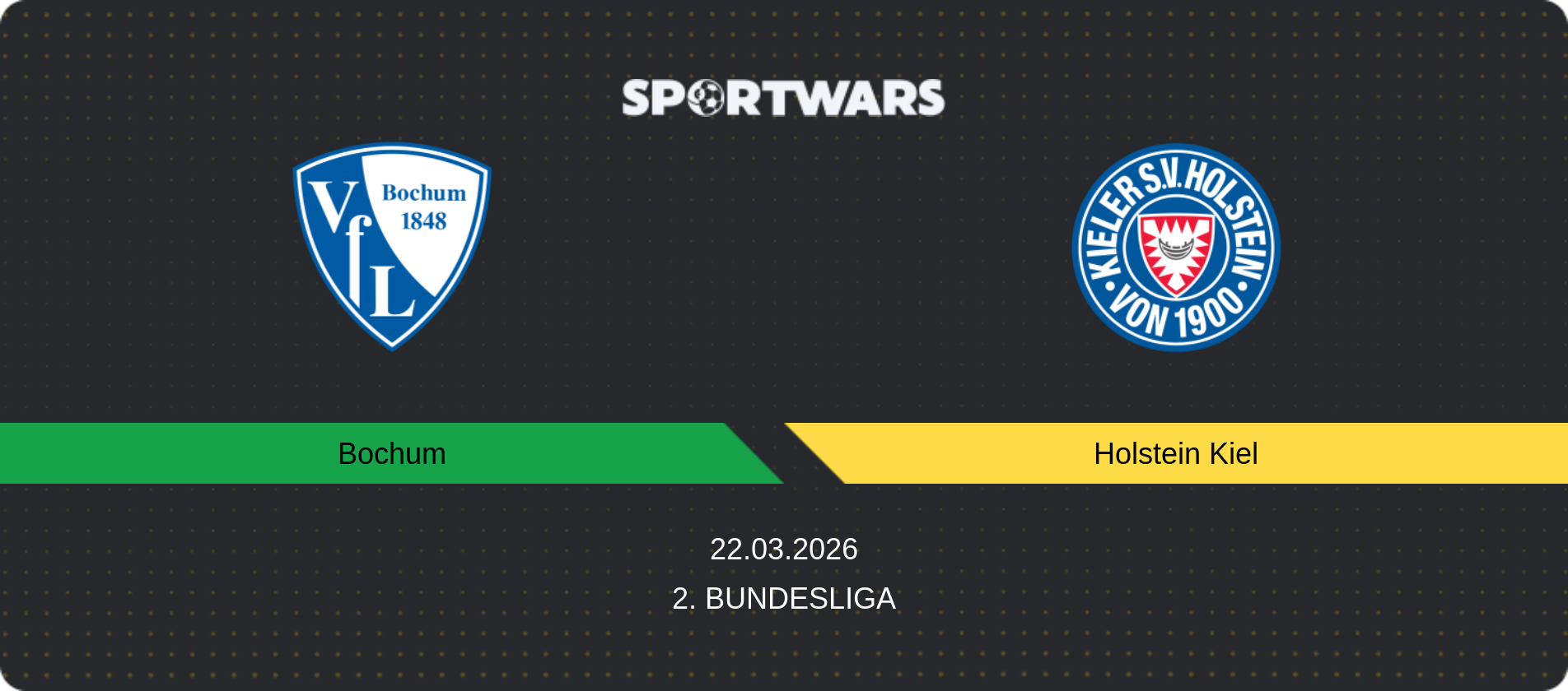Match prediction Bochum — Holstein Kiel, 2. Bundesliga, 22.03.2026
