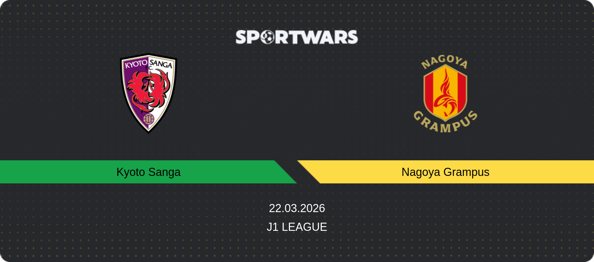 Match prediction Kyoto Sanga — Nagoya Grampus, J1 League, 22.03.2026