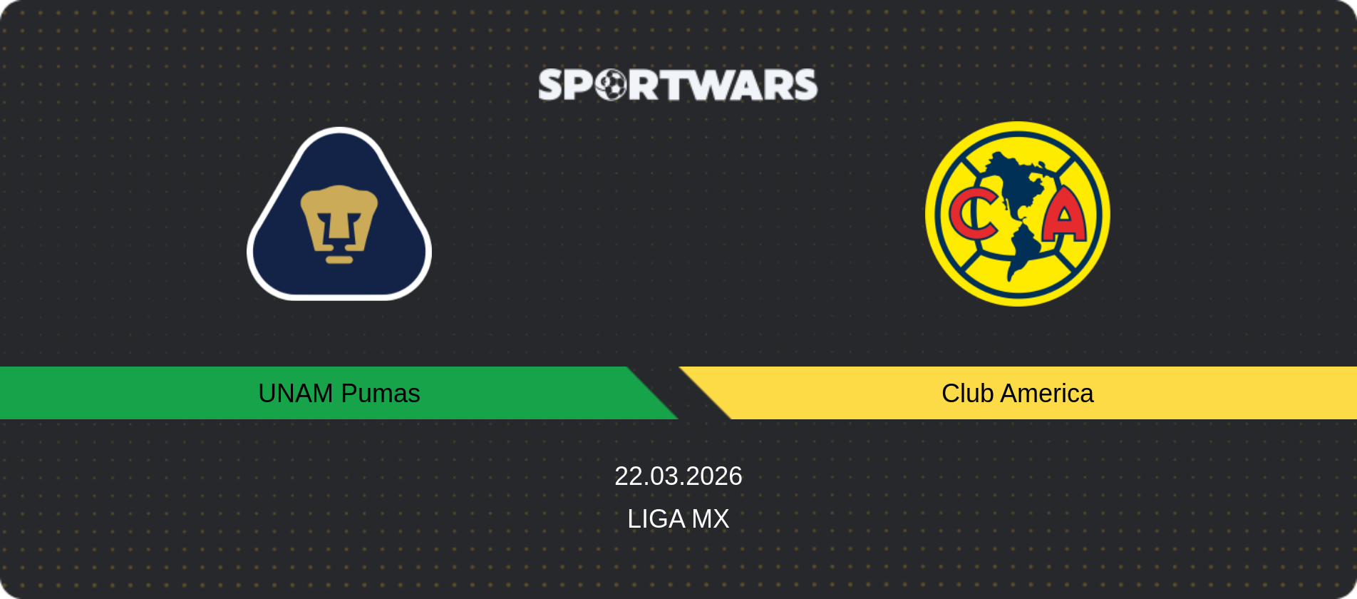 Match prediction UNAM Pumas — Club America, Liga MX, 22.03.2026