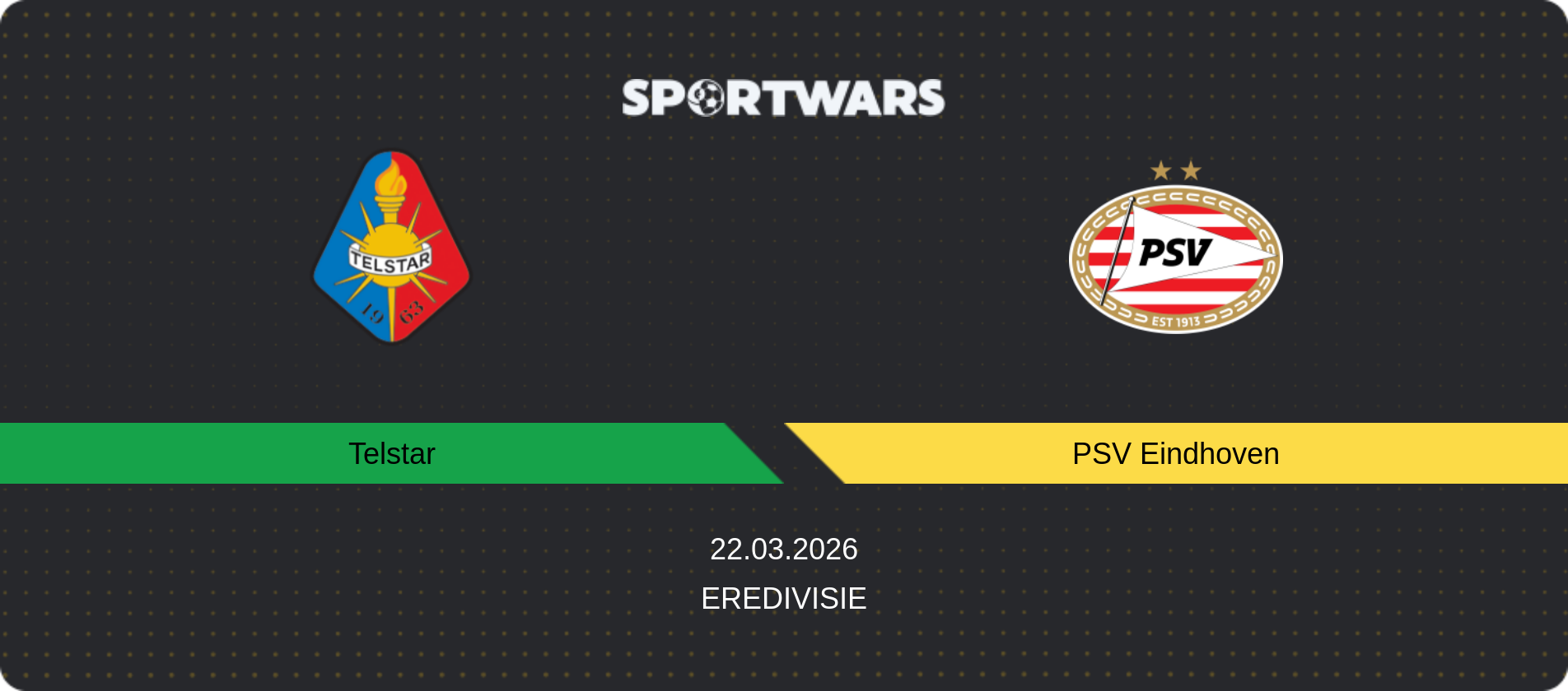 Match prediction Telstar — PSV Eindhoven, Eredivisie, 22.03.2026