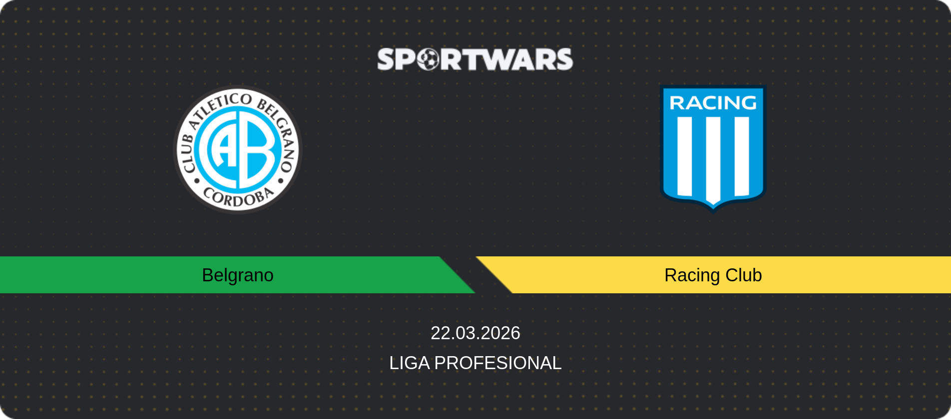 Match prediction Belgrano — Racing Club, Liga Profesional, 22.03.2026