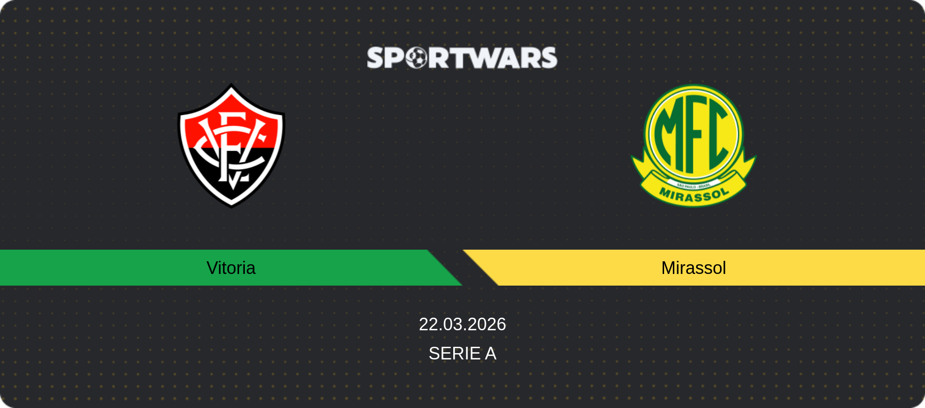 Match prediction Vitoria — Mirassol, Serie A, 22.03.2026