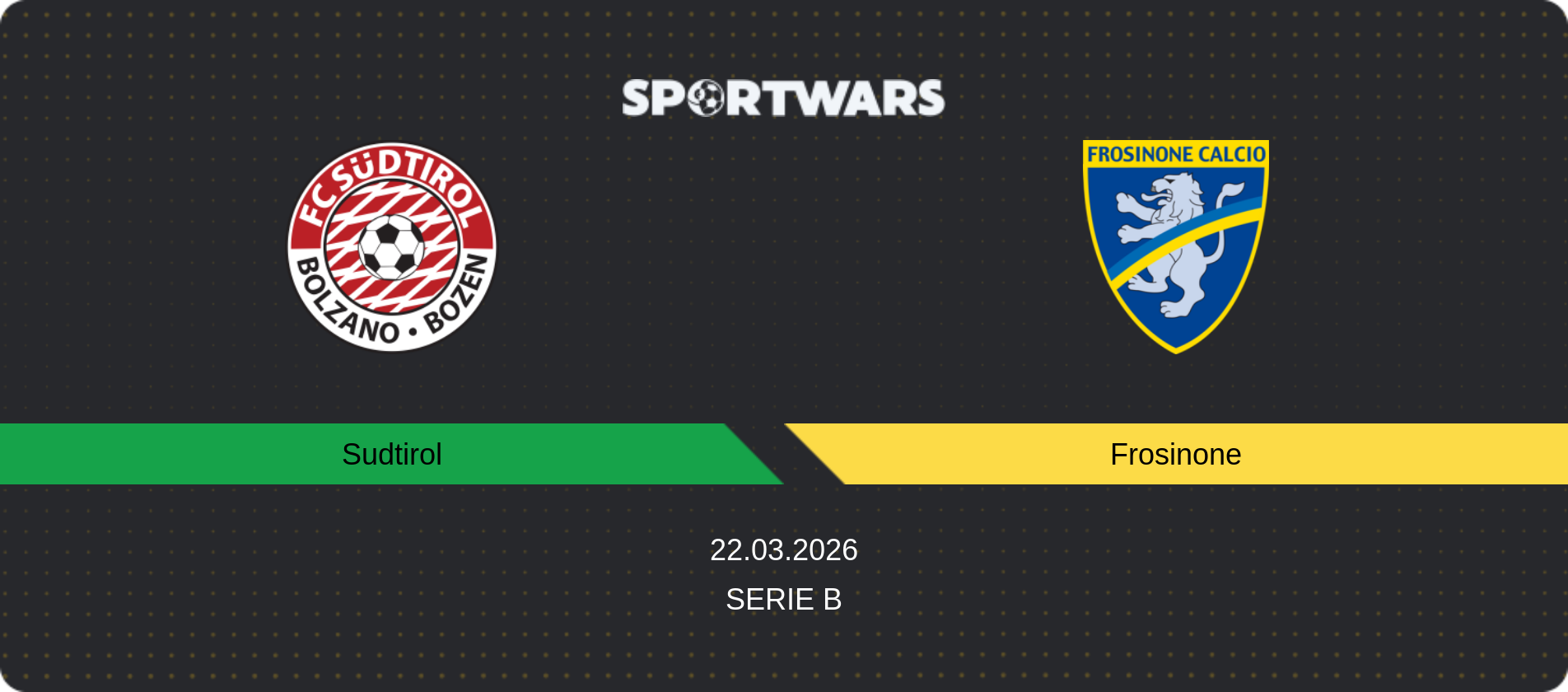 Match prediction Sudtirol — Frosinone, Serie B, 22.03.2026