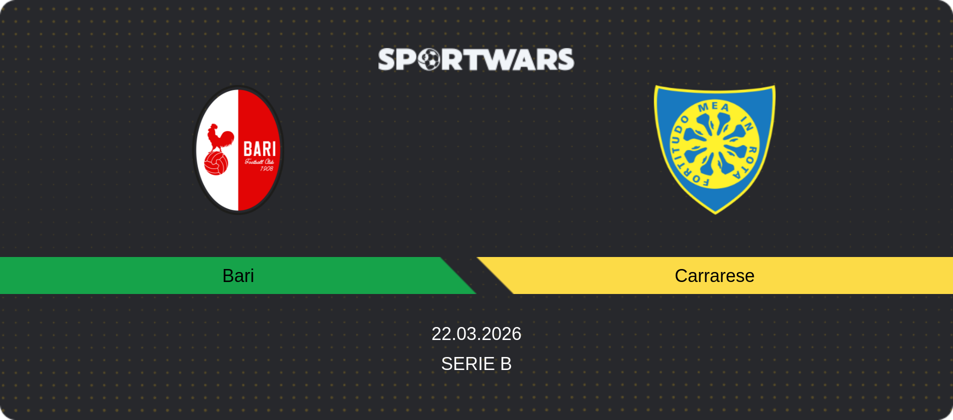 Match prediction Bari — Carrarese, Serie B, 22.03.2026