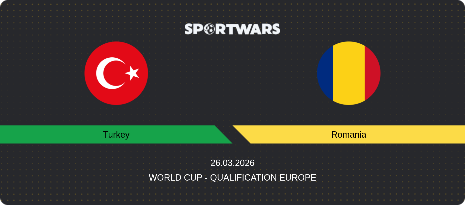 Match prediction Turkey — Romania, World Cup - Qualification Europe, 26.03.2026