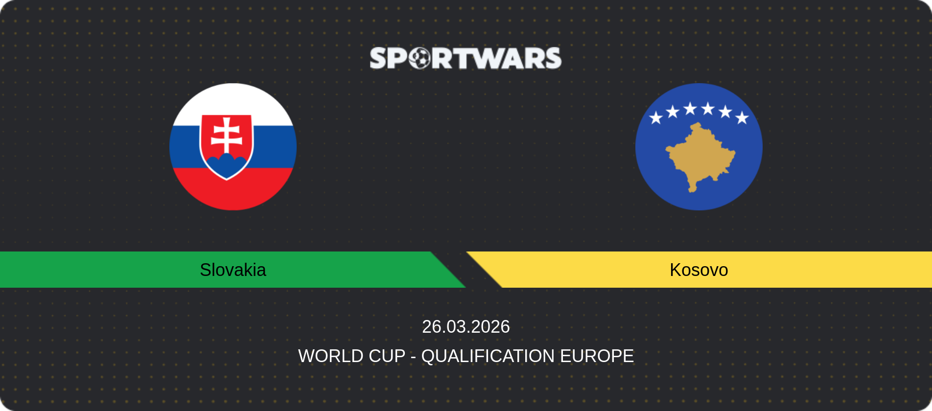 Match prediction Slovakia — Kosovo, World Cup - Qualification Europe, 26.03.2026
