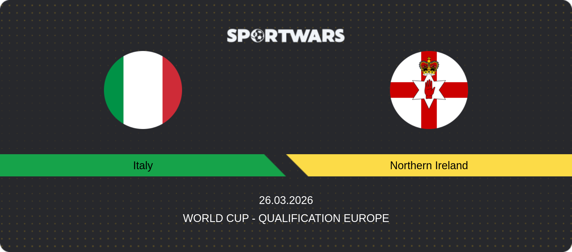 Match prediction Italy — Northern Ireland, World Cup - Qualification Europe, 26.03.2026