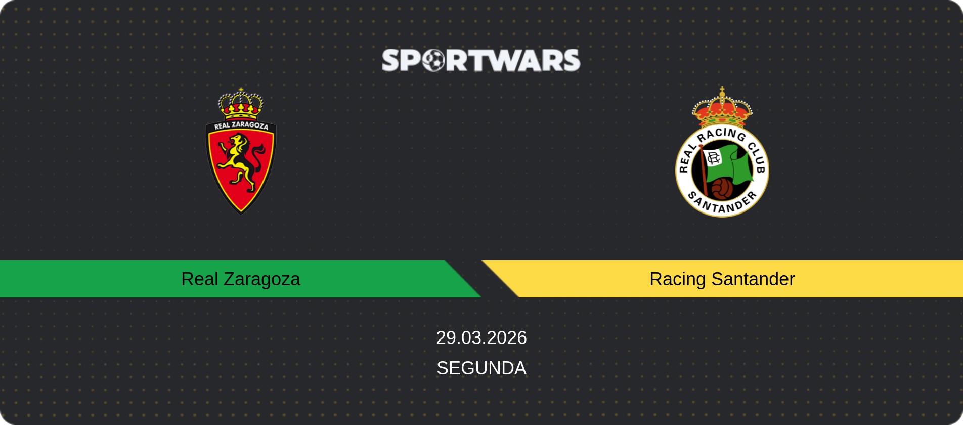 Match prediction Real Zaragoza — Racing Santander, Segunda, 29.03.2026