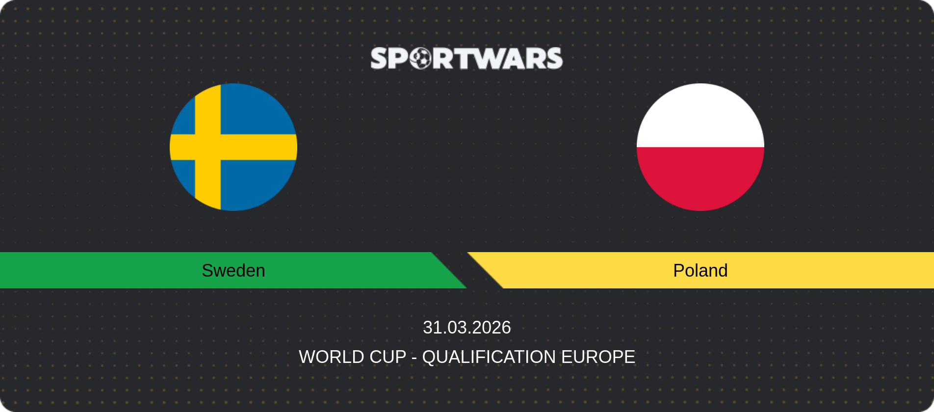 Match prediction Sweden — Poland, World Cup - Qualification Europe, 31.03.2026