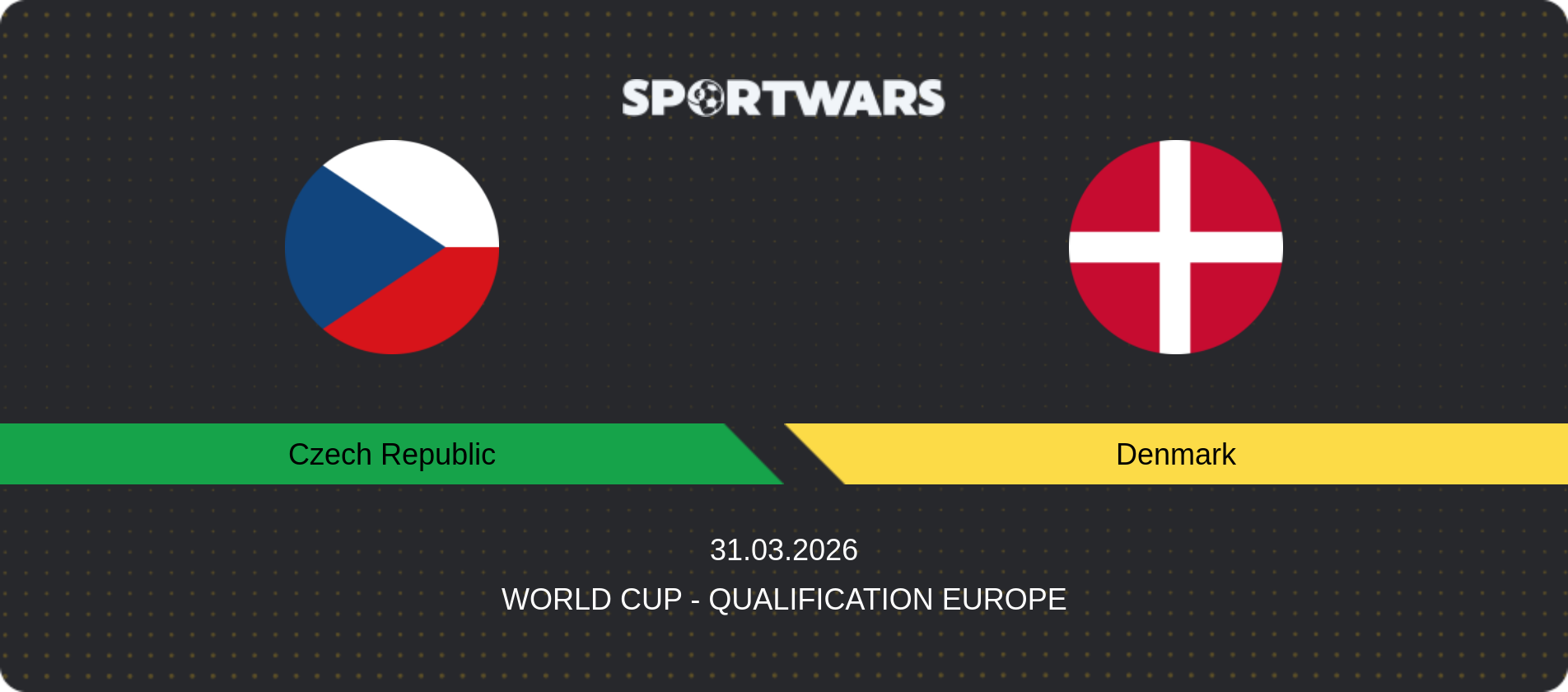 Match prediction Czech Republic — Denmark, World Cup - Qualification Europe, 31.03.2026