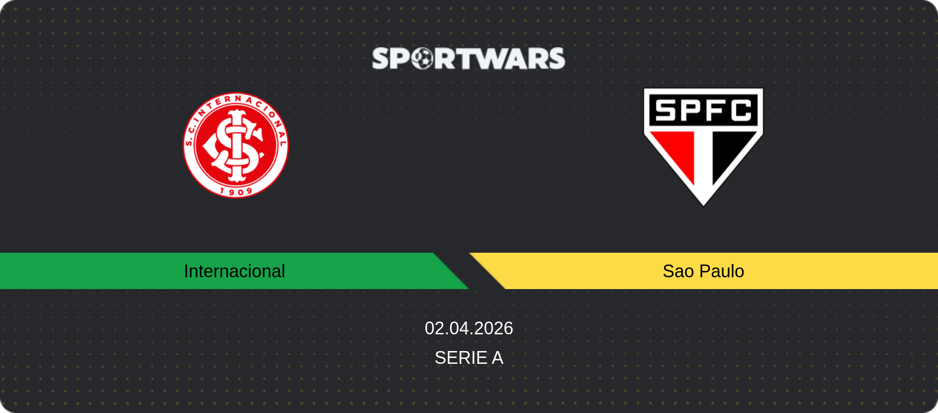 Match prediction Internacional — Sao Paulo, Serie A, 02.04.2026