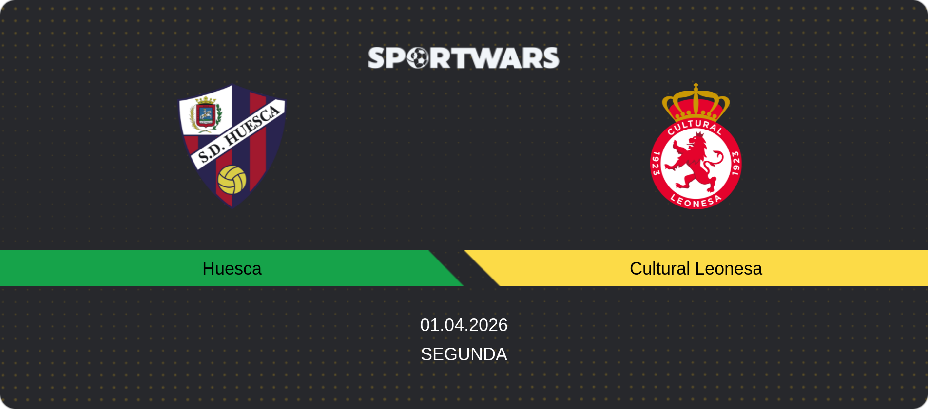 Match prediction Huesca — Cultural Leonesa, Segunda, 01.04.2026