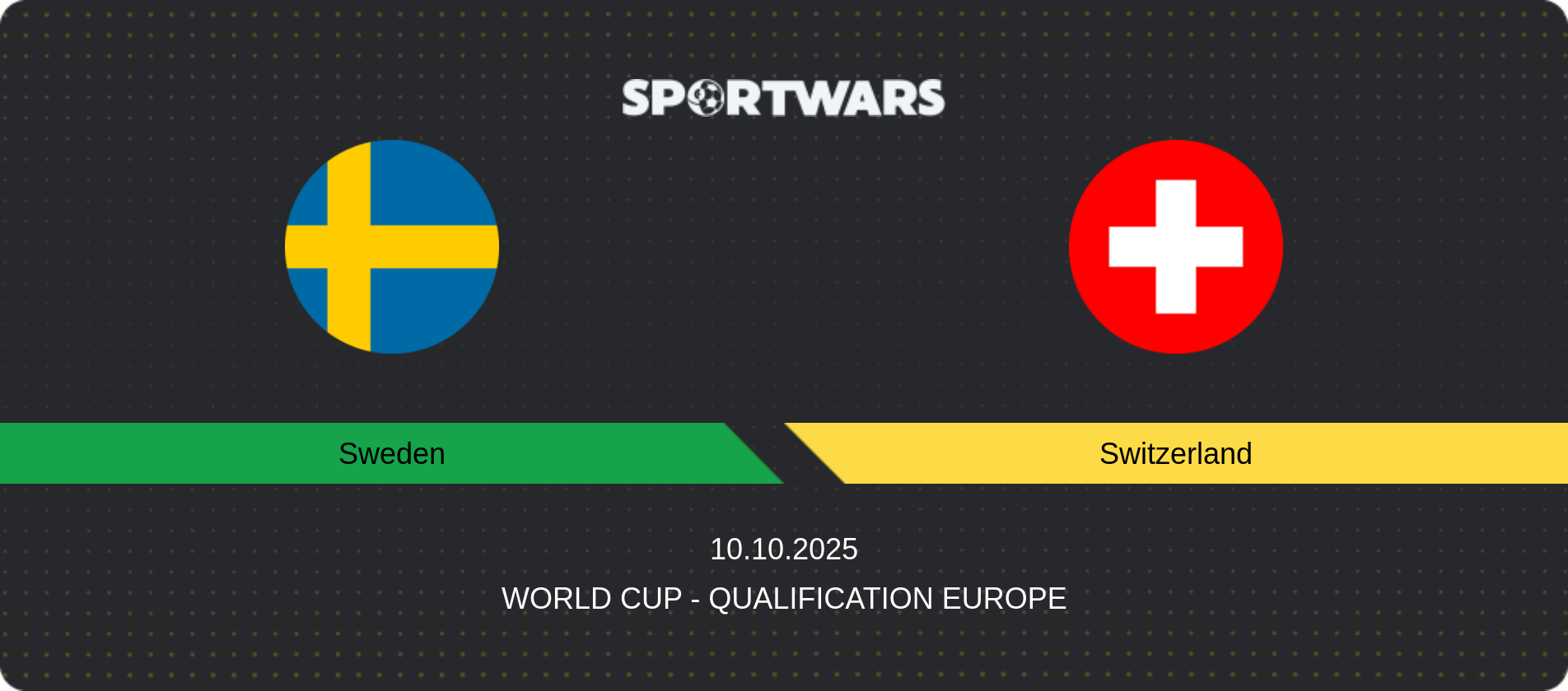Match prediction Sweden — Switzerland, World Cup - Qualification Europe, 10.10.2025