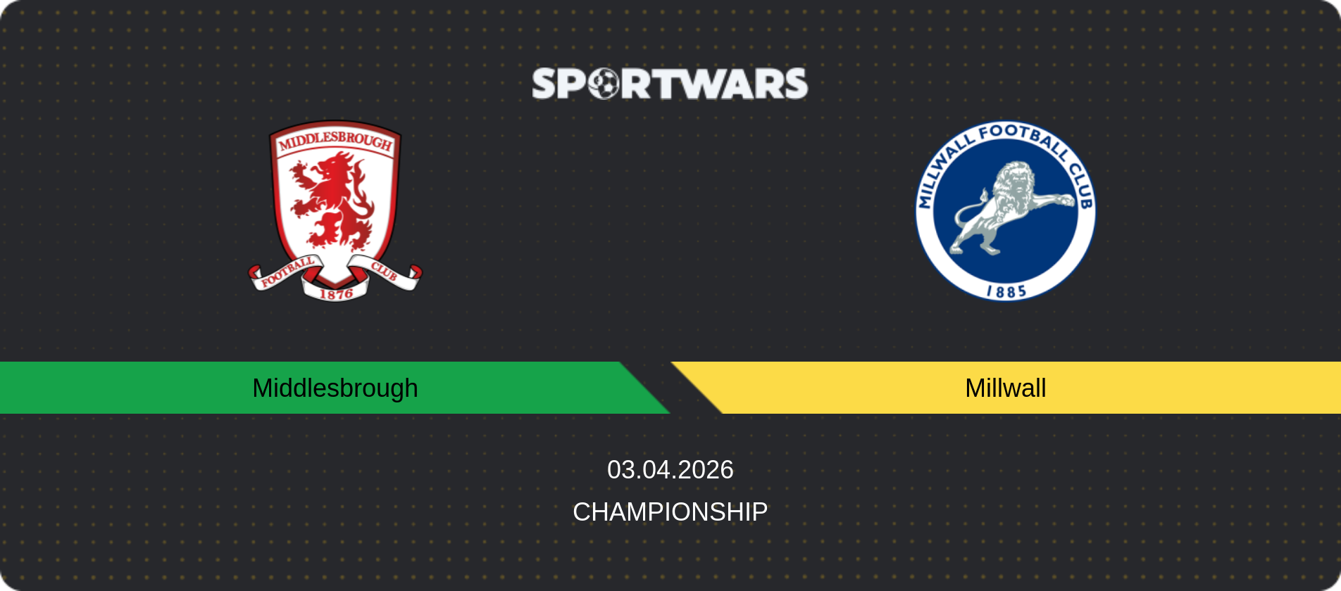 Match prediction Middlesbrough — Millwall, Championship, 03.04.2026