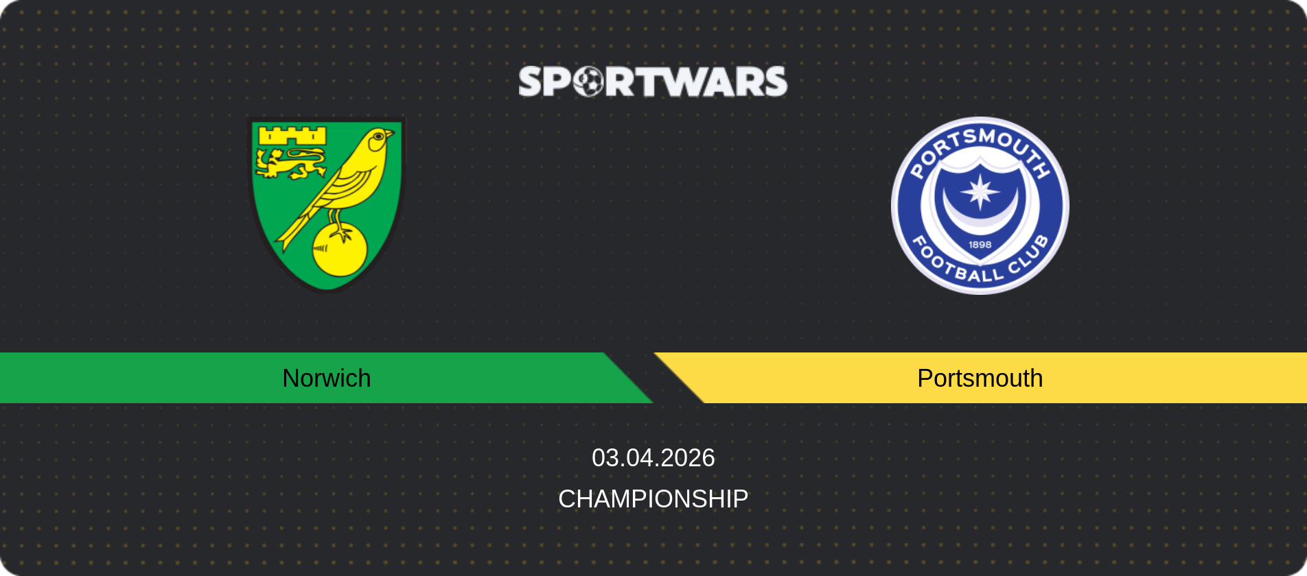 Match prediction Norwich — Portsmouth, Championship, 03.04.2026