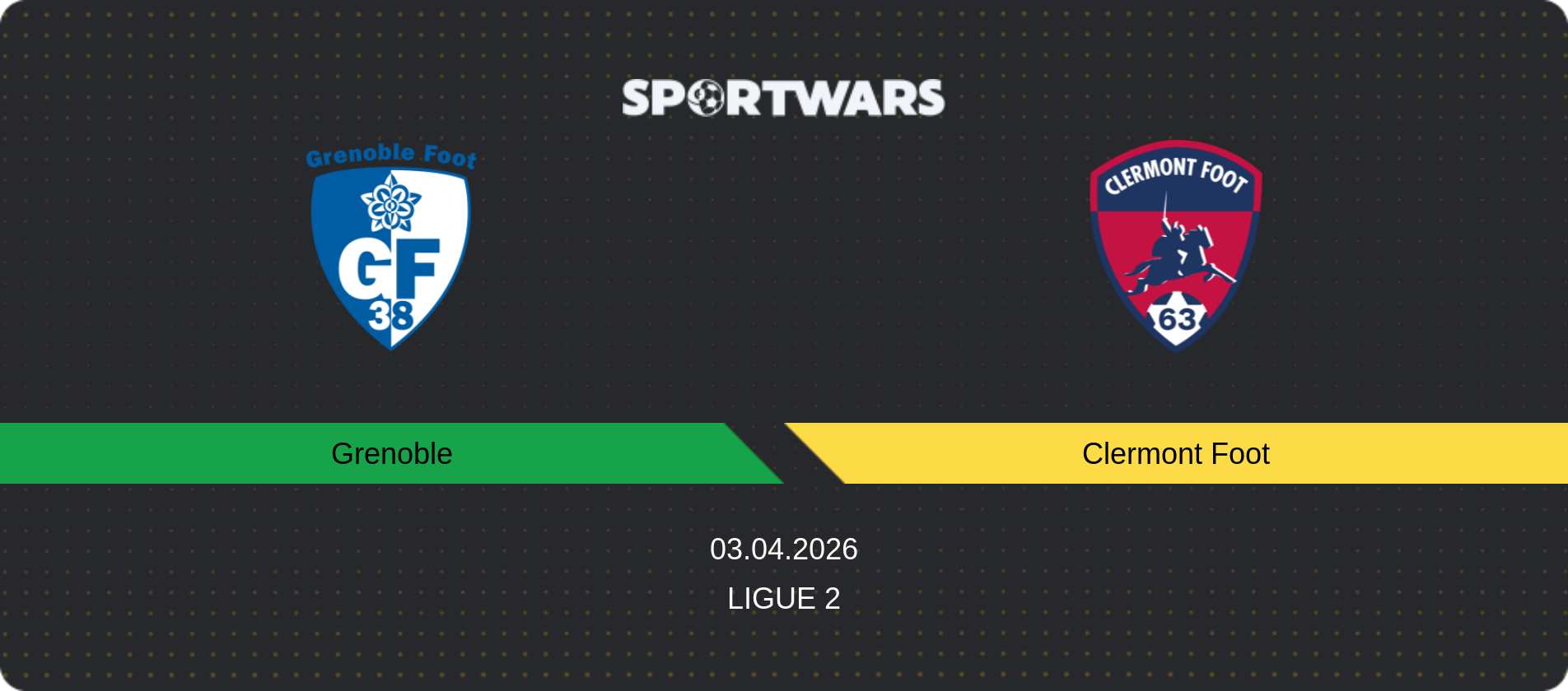 Match prediction Grenoble — Clermont Foot, Ligue 2, 03.04.2026