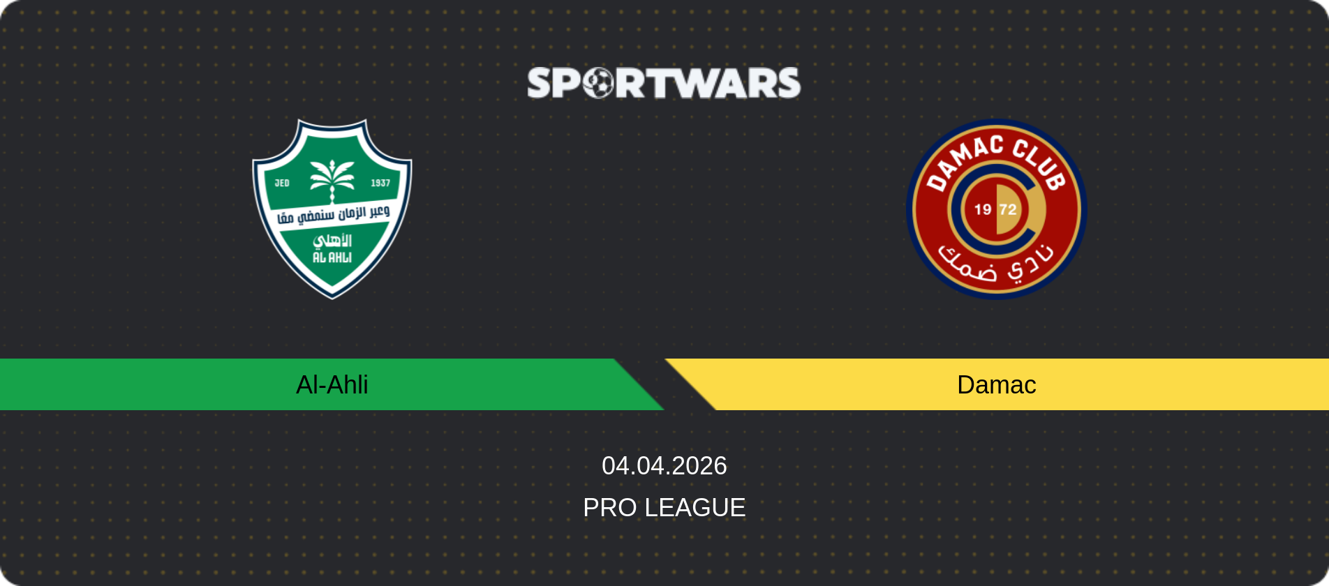 Match prediction Al-Ahli — Damac, Pro League, 04.04.2026
