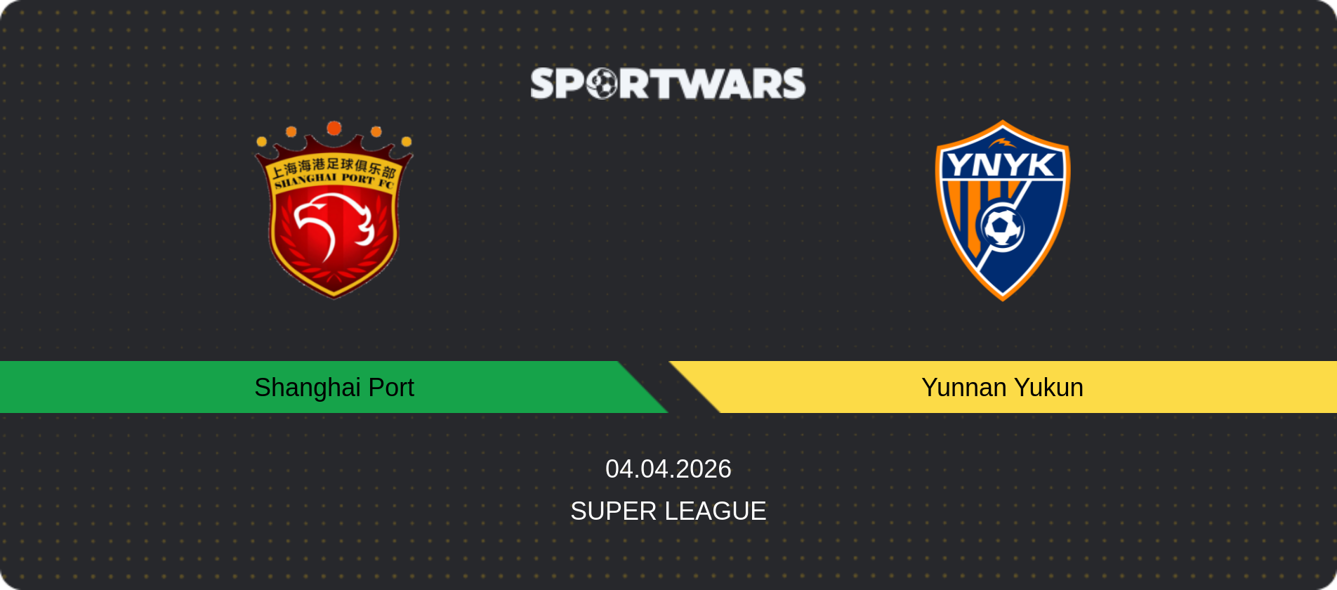 Match prediction Shanghai Port — Yunnan Yukun, Super League, 04.04.2026