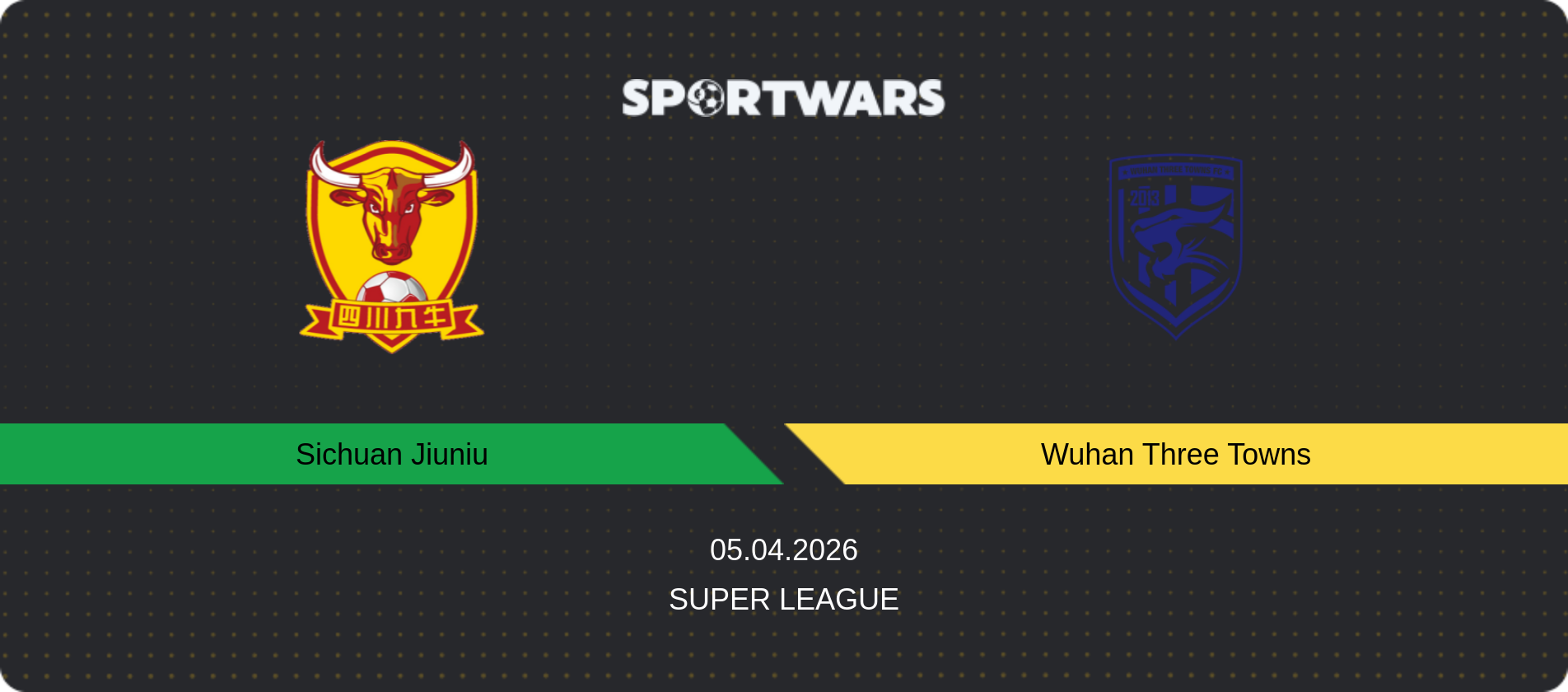 Match prediction Sichuan Jiuniu — Wuhan Three Towns, Super League, 05.04.2026