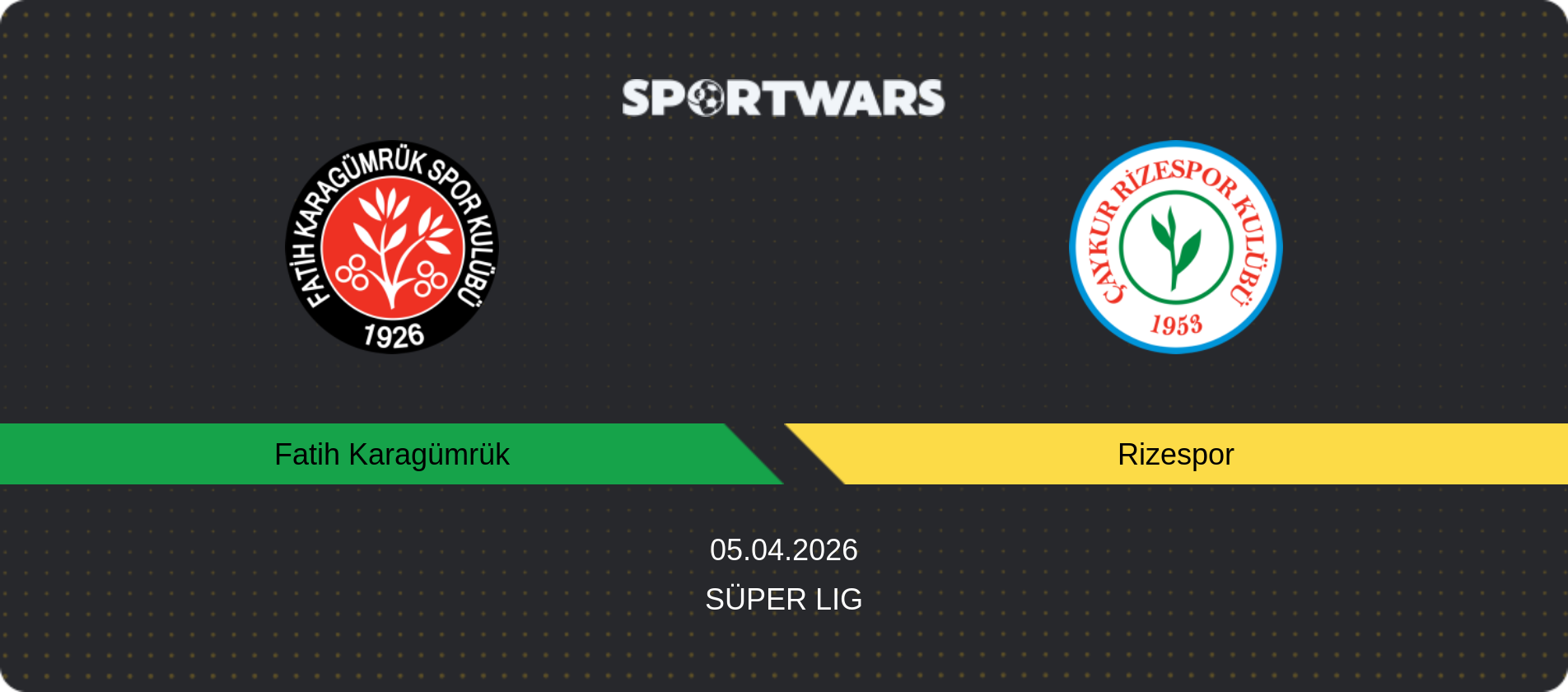 Match prediction Fatih Karagümrük — Rizespor, Süper Lig, 05.04.2026
