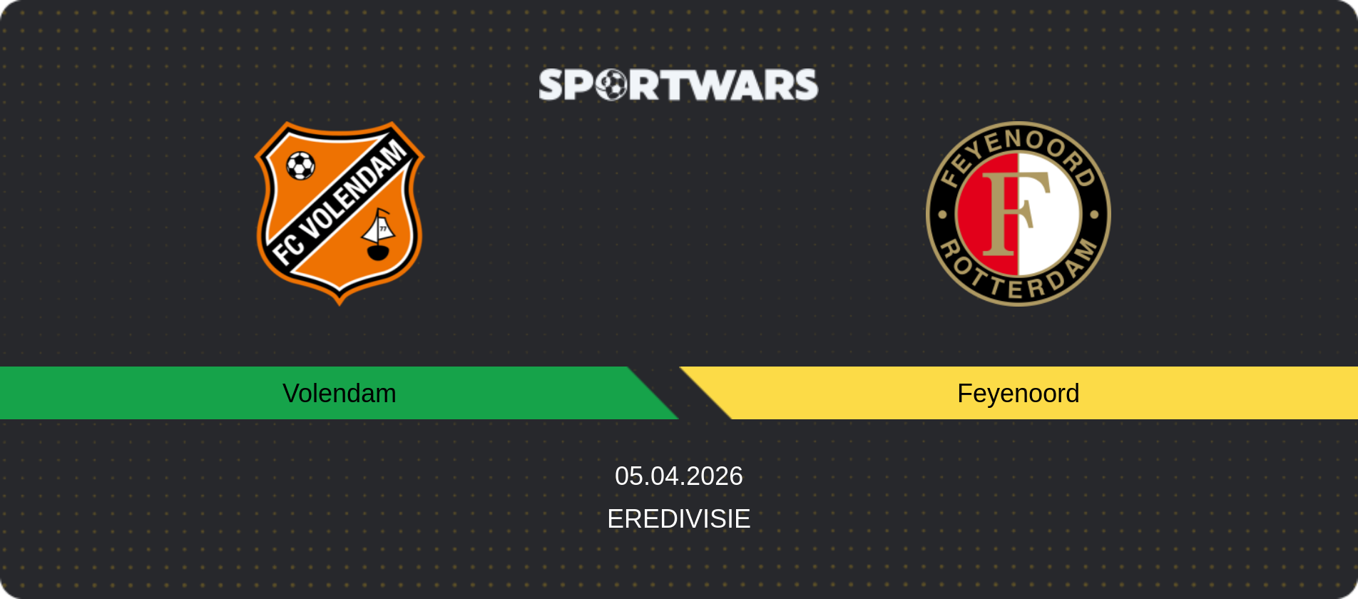 Match prediction Volendam — Feyenoord, Eredivisie, 05.04.2026