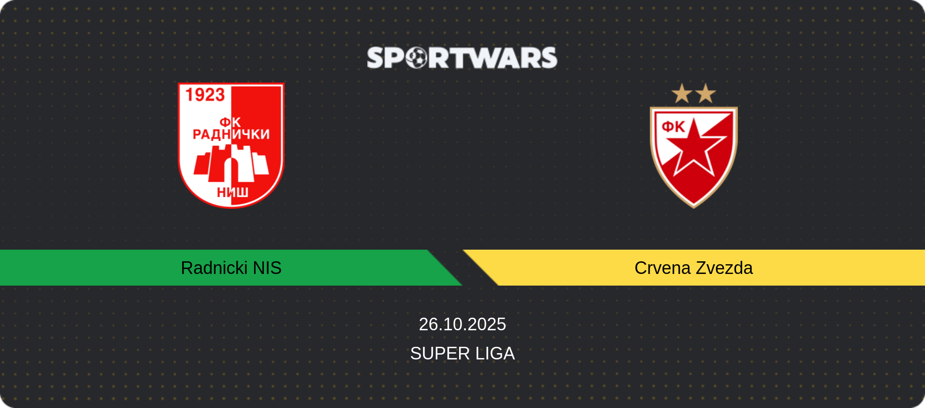 Match prediction Radnicki NIS — Crvena Zvezda, Super Liga, 26.10.2025