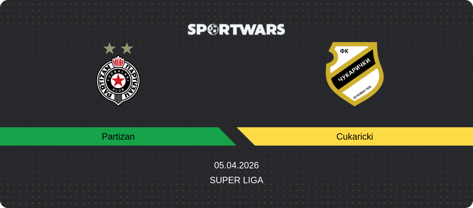 Match prediction Partizan — Cukaricki, Super Liga, 05.04.2026