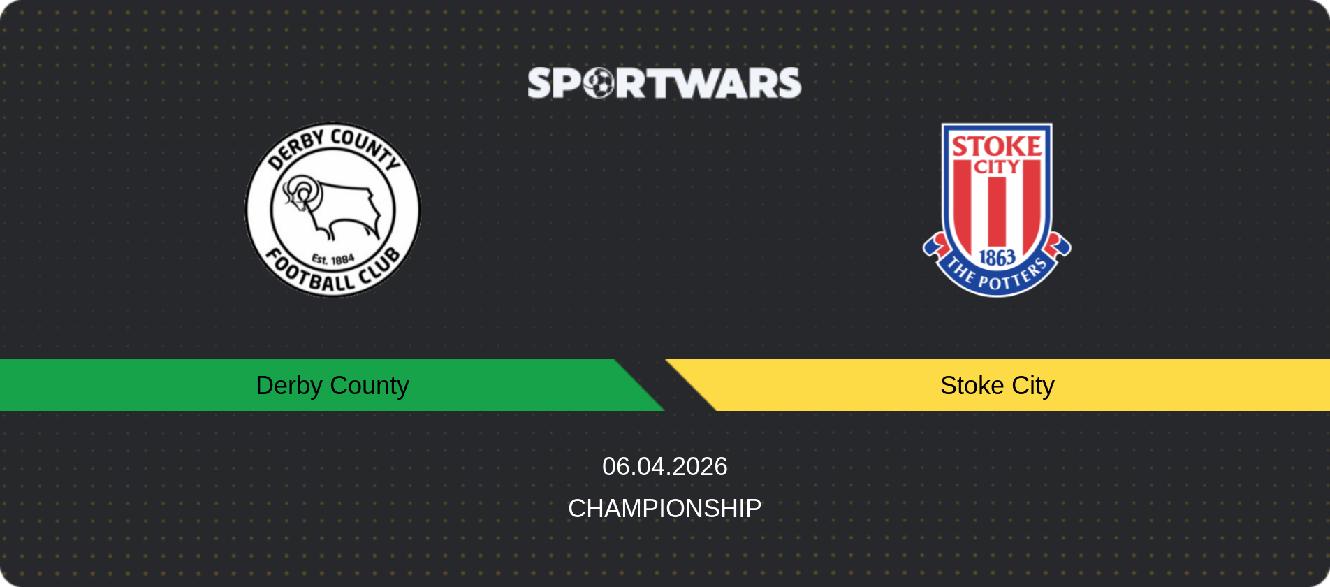 Match prediction Derby County — Stoke City, Championship, 06.04.2026