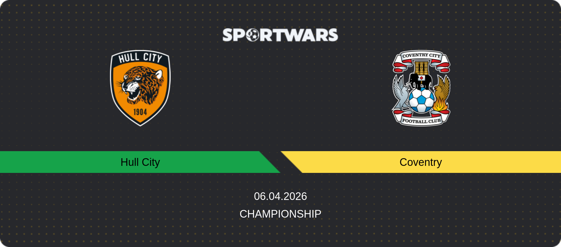 Match prediction Hull City — Coventry, Championship, 06.04.2026
