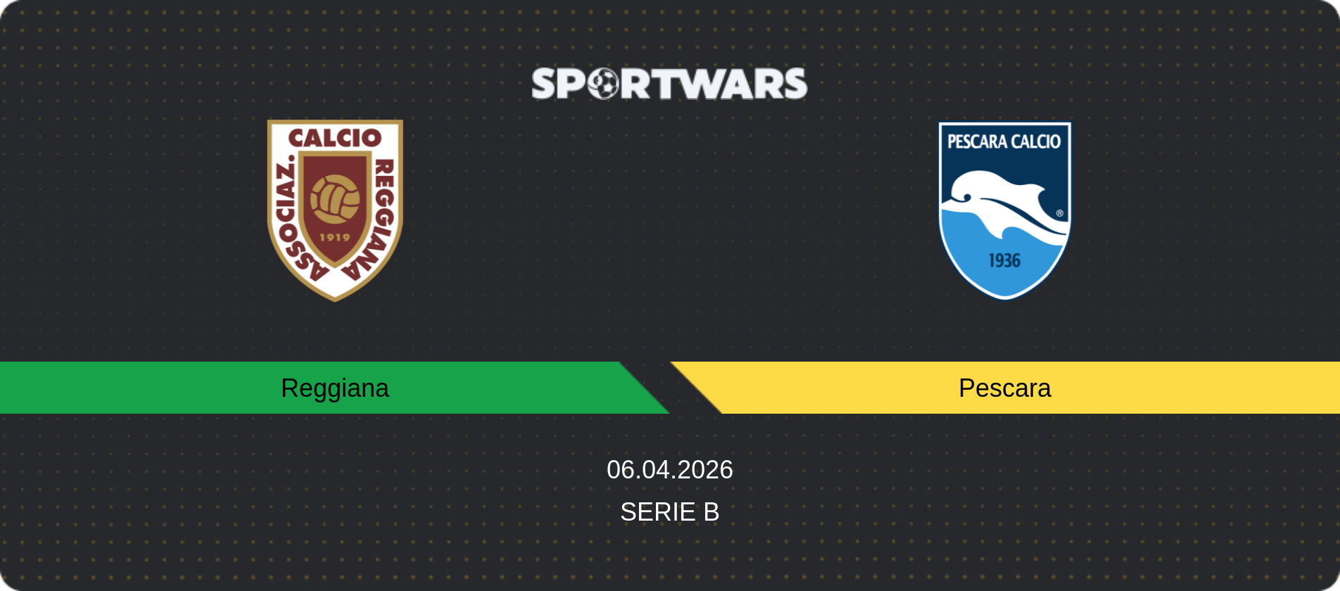 Match prediction Reggiana — Pescara, Serie B, 06.04.2026
