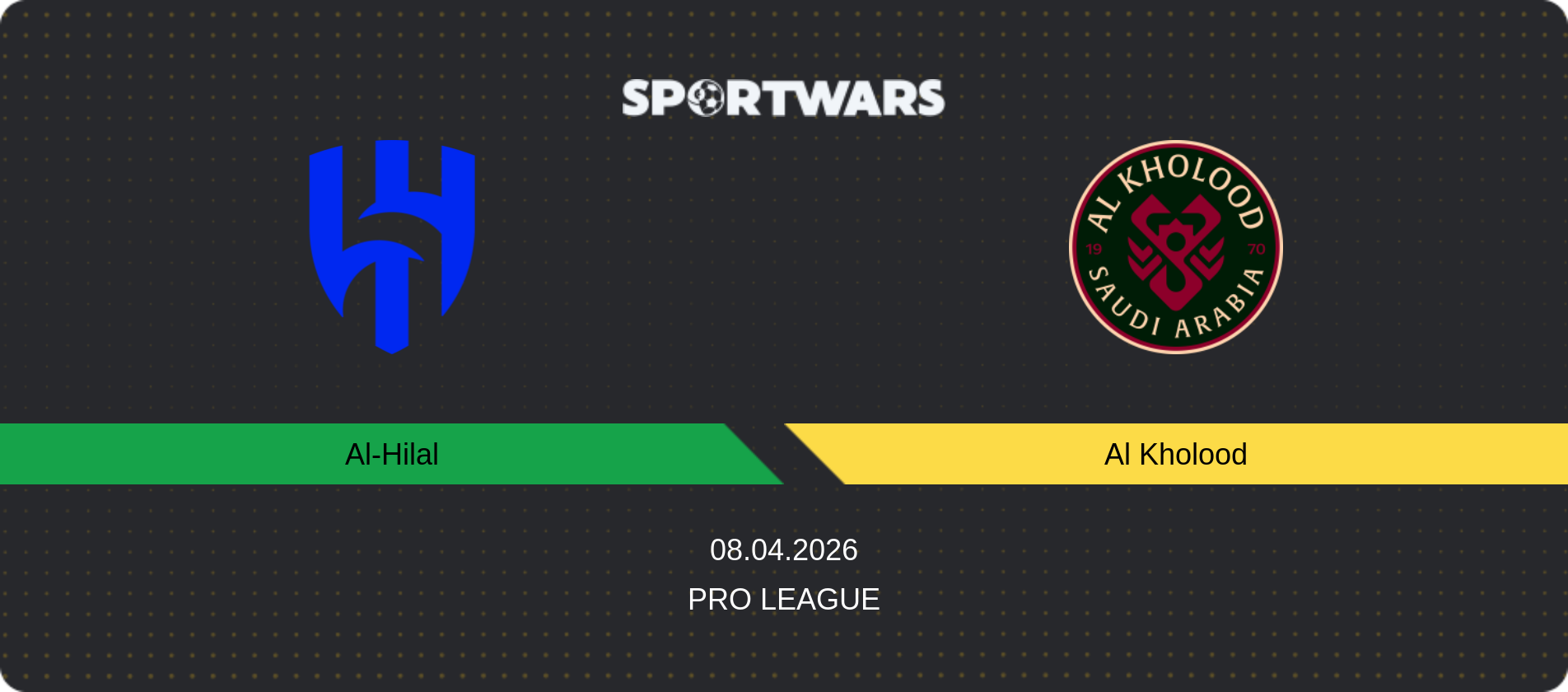 Match prediction Al-Hilal — Al Kholood, Pro League, 08.04.2026