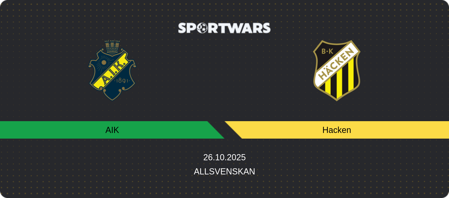 Match prediction AIK — Hacken, Allsvenskan, 26.10.2025