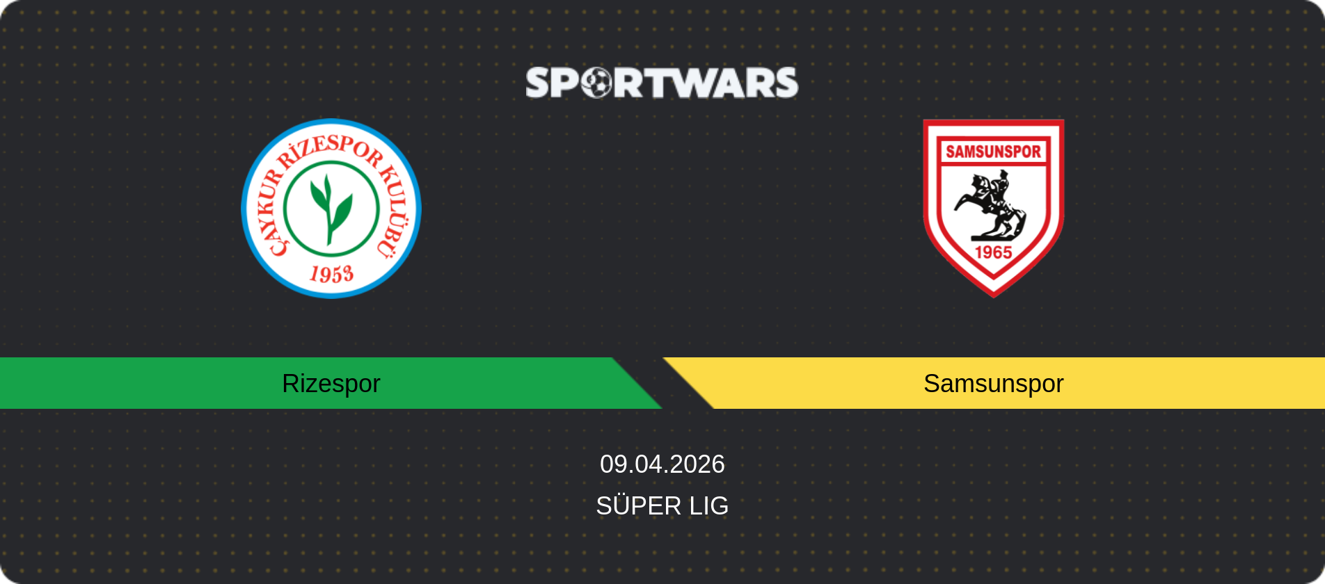 Match prediction Rizespor — Samsunspor, Süper Lig, 09.04.2026