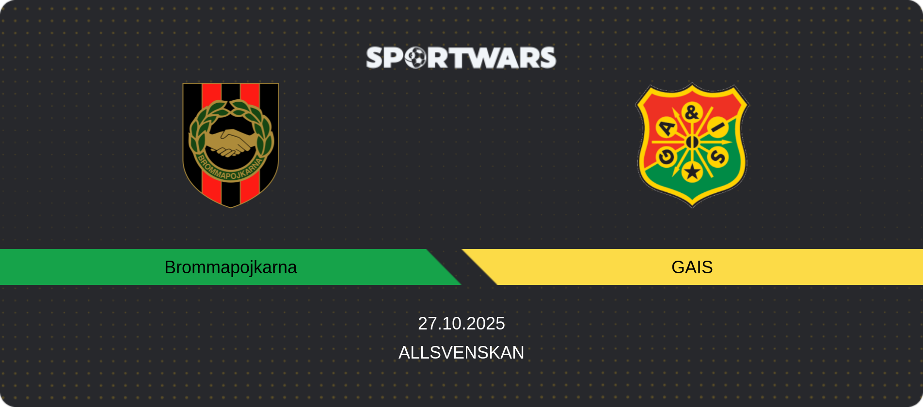 Match prediction Brommapojkarna — GAIS, Allsvenskan, 27.10.2025